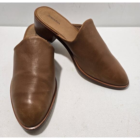 Soludos Venetian Mule Slide Heels Brown Leather Sz 7.5 - Picture 1 of 9